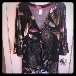 Peacock top with tie front